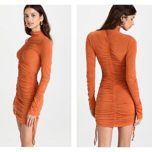 A.L.C. Nolan Burnt Orange Ruched Mock Neck Mini Dress XS